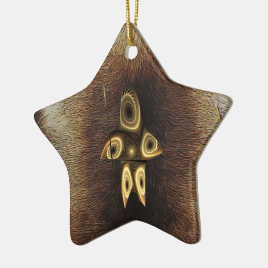 Fractal Inuit Hunter Keramisch Ornament (Links)