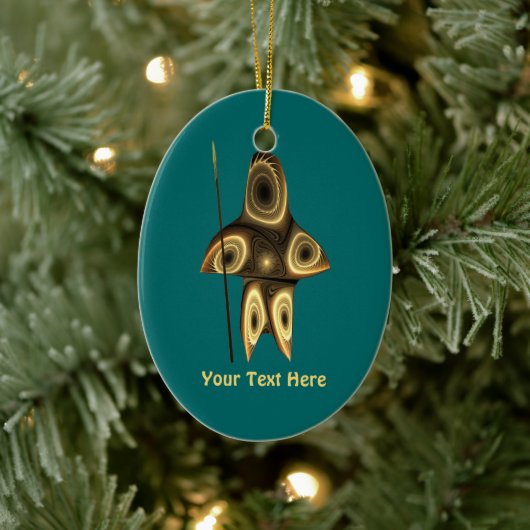 Fractal Inuit Hunter Keramisch Ornament (Boom)