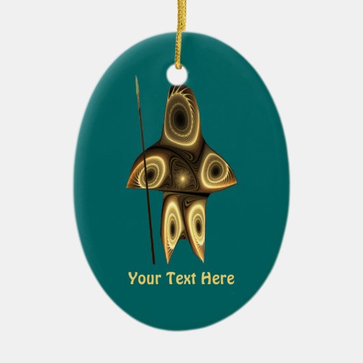 Fractal Inuit Hunter Keramisch Ornament (Voorkant)