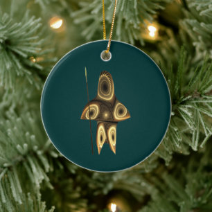 Fractal Inuit Hunter Keramisch Ornament