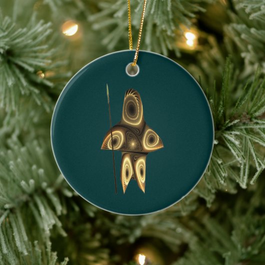 Fractal Inuit Hunter Keramisch Ornament (Boom)