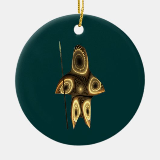Fractal Inuit Hunter Keramisch Ornament (Voorkant)