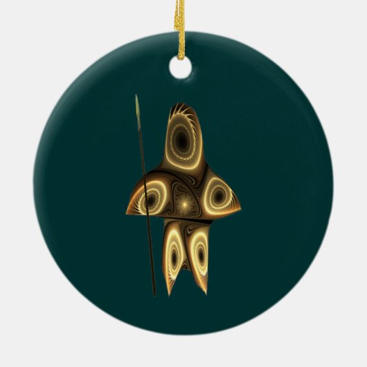 Fractal Inuit Hunter Keramisch Ornament (Achterkant)