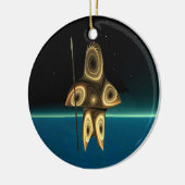 Fractal Inuit Hunter Keramisch Ornament (Links)