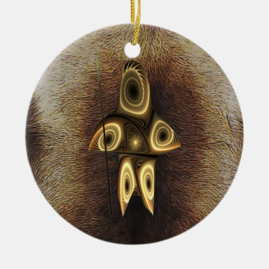 Fractal Inuit Hunter Keramisch Ornament (Voorkant)