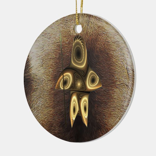 Fractal Inuit Hunter Keramisch Ornament (Links)