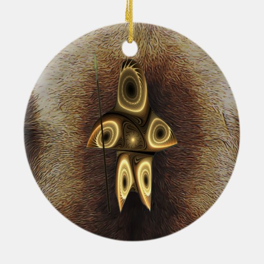Fractal Inuit Hunter Keramisch Ornament (Achterkant)