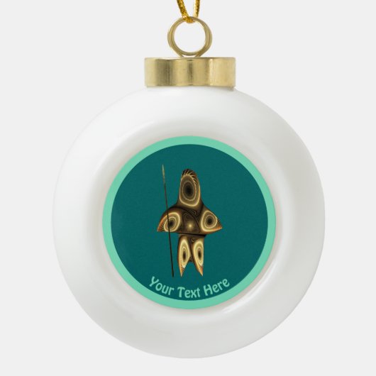 Fractal Inuit Hunter Keramische Bal Ornament (Voorkant)