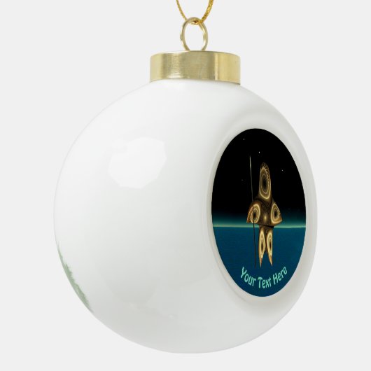 Fractal Inuit Hunter Keramische Bal Ornament (Links)