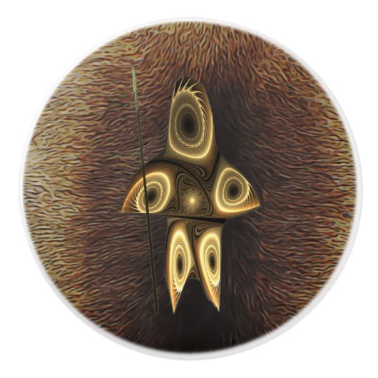 Fractal Inuit Hunter Keramische Knop (Voorkant)