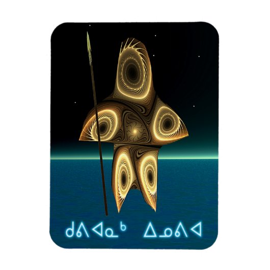 Fractal Inuit Hunter Magneet (Verticaal)
