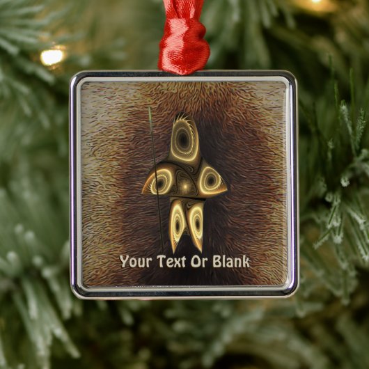 Fractal Inuit Hunter Metalen Ornament (Boom)