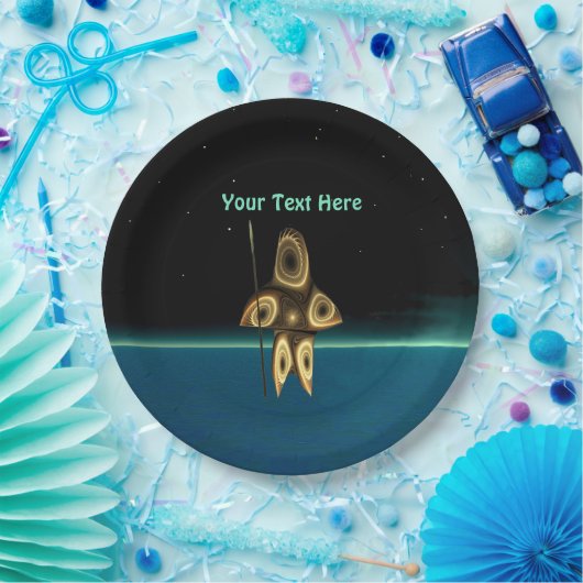 Fractal Inuit Hunter Papieren Bordje (Feest)