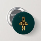 Fractal Inuit Hunter Ronde Button 5,7 Cm (Voorkant /achterkant)