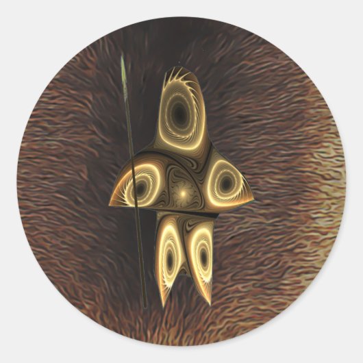 Fractal Inuit Hunter Ronde Sticker (Voorkant)