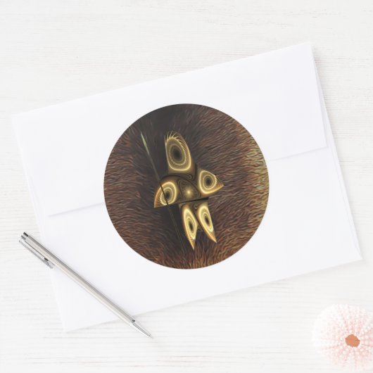 Fractal Inuit Hunter Ronde Sticker (Envelop)