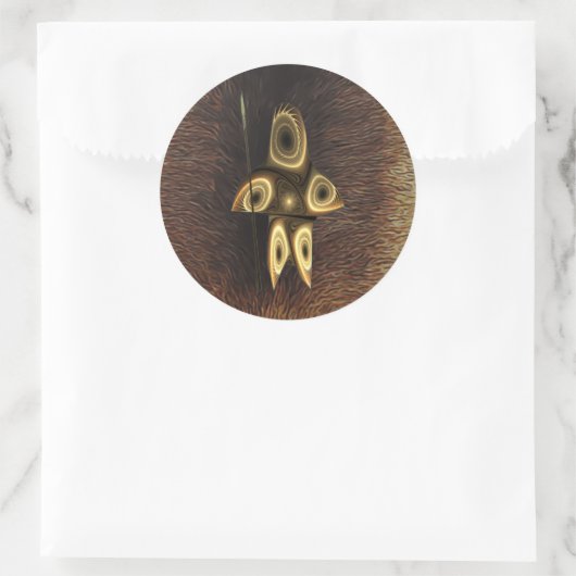 Fractal Inuit Hunter Ronde Sticker (Tas)