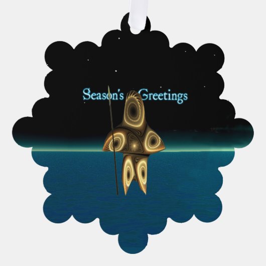 Fractal Inuit Hunter - Seizoensgroeten Ornament Kaart (Voorkant)