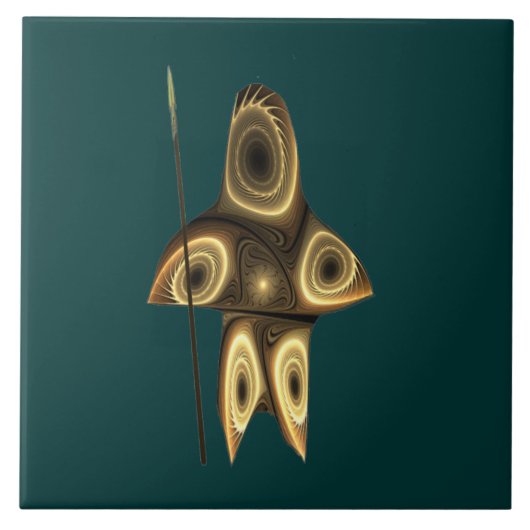 Fractal Inuit Hunter Tegeltje (Voorkant)