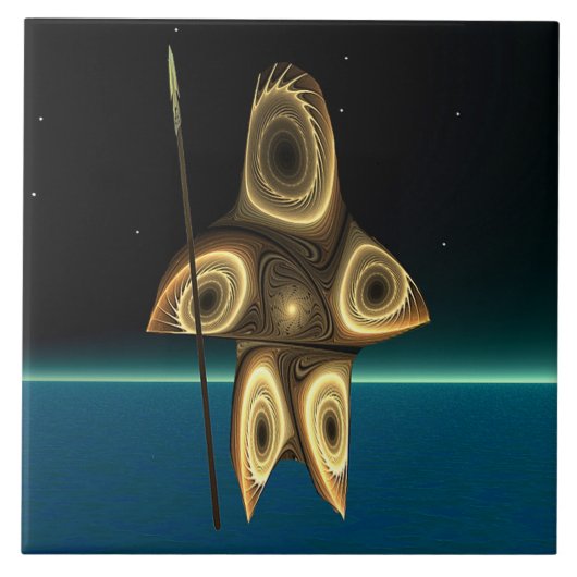 Fractal Inuit Hunter Tegeltje (Voorkant)