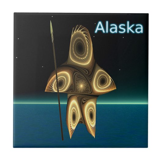 Fractal Inuit Hunter Tegeltje (Voorkant)