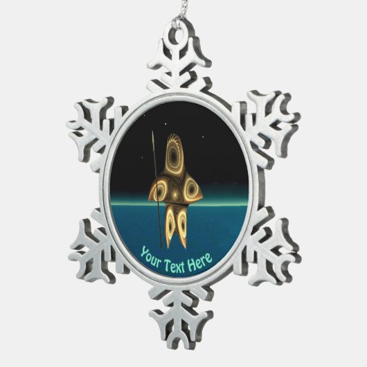 Fractal Inuit Hunter Tin Sneeuwvlok Ornament (Rechts)