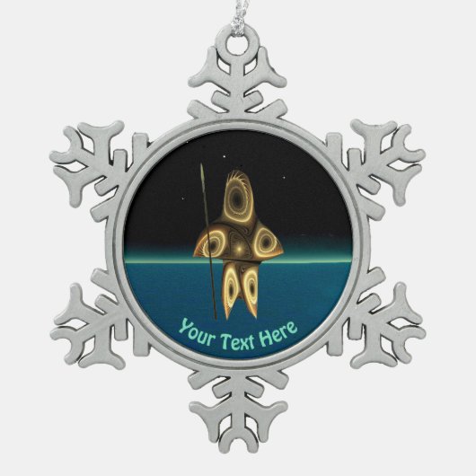 Fractal Inuit Hunter Tin Sneeuwvlok Ornament (Voorkant)