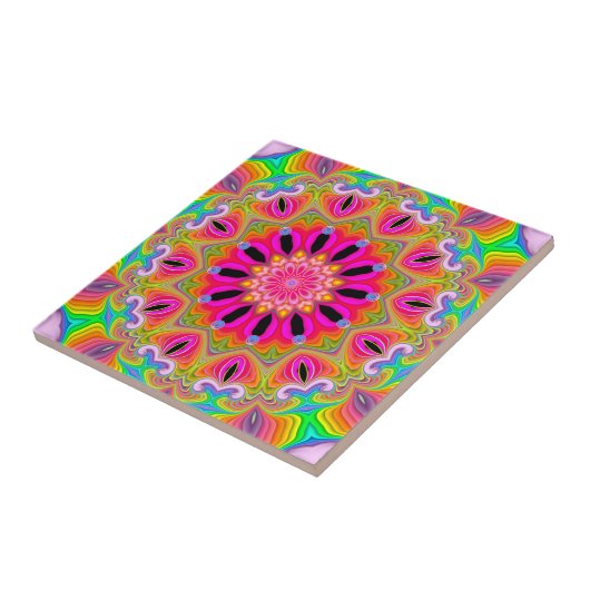 Fractal Kaleidoscope Celebrations Ceramic Tile Tegeltje (Zijkant)