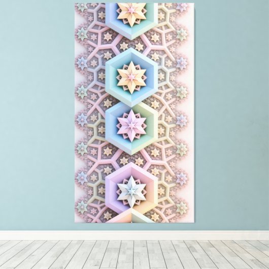 Fractal Kaleidoscope Movement in Soft Gradient Canvas Afdruk (Insitu (Houten vloer))