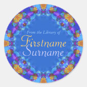 Fractal Kant Blauwe Boekplaatsticker Ronde Sticker (Voorkant)