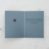 Fractal kerstboomschilfers en Star Blue Feestdagen Kaart (Binnen)