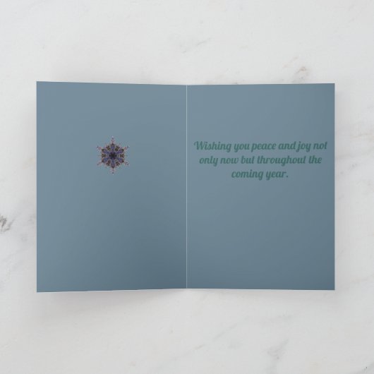 Fractal kerstboomschilfers en Star Blue Feestdagen Kaart (Binnen)