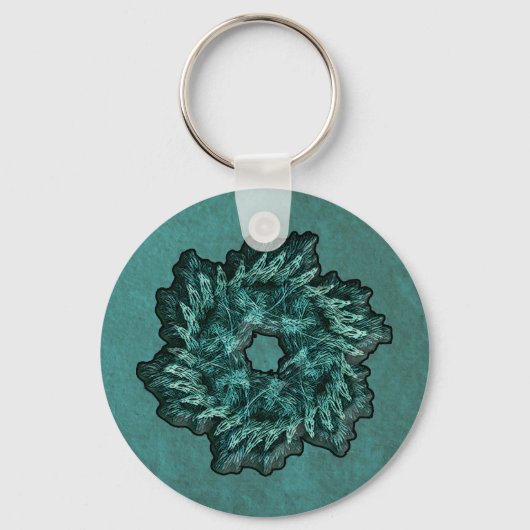 Fractal Kerstmis Wreath Sleutelhanger (Voorkant)