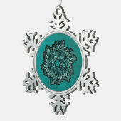 Fractal Kerstmis Wreath Tin Sneeuwvlok Ornament (Rechts)