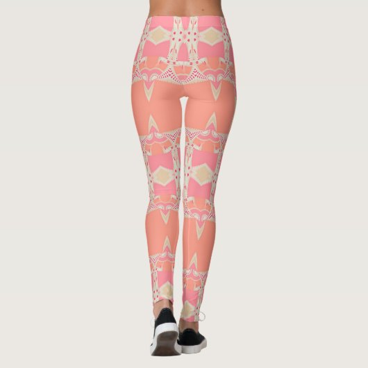Fractal Kousenband Pink+Oranje Leggings ★ Psydefx★ (Achterkant)