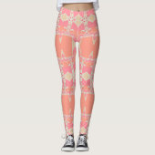 Fractal Kousenband Pink+Oranje Leggings ★ Psydefx★ (Voorkant)