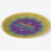 Fractal Lace Paars Yellow Bat Mitzvah Papieren Bordje (Gekanteld)