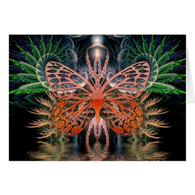 Fractal Lady Butterfly Kaart (Voorkant Horizontaal)