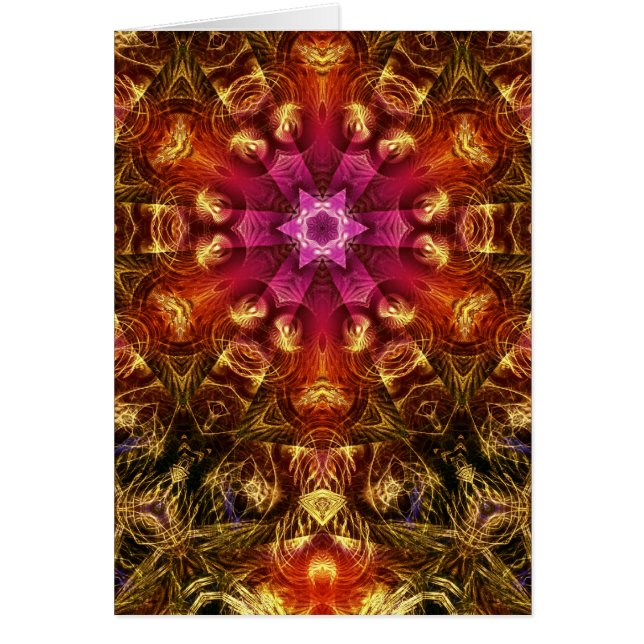 Fractal Light Golden Starburst Kaart (Voorkant)