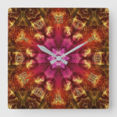Fractal Light Golden Starburst Vierkante Klok (Voorkant)