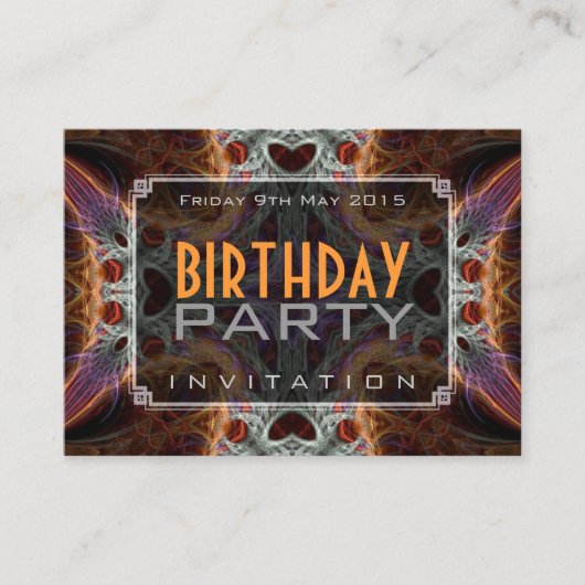 Fractal Love Hearts Birthday Mini Invitations Informatiekaartje (Voorkant)