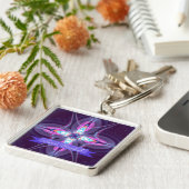 Fractal love Star Custom Name Sleutelhanger (Zijkant)