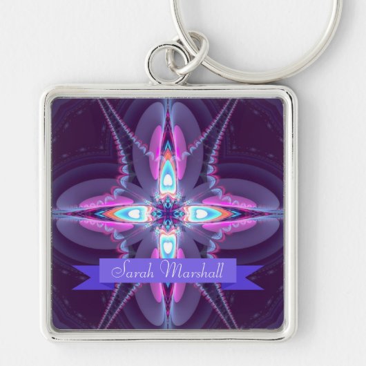 Fractal love Star Custom Name Sleutelhanger (Voorkant)
