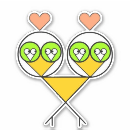 Fractal Lovebirds Custom-Cut Vinyl Sticker (Voorkant)