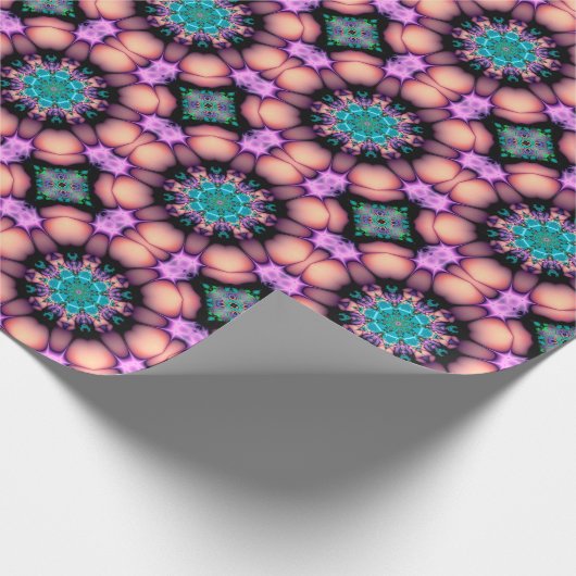 Fractal Mandala Floral Psychedelic Art Cadeaupapier (Hoek)