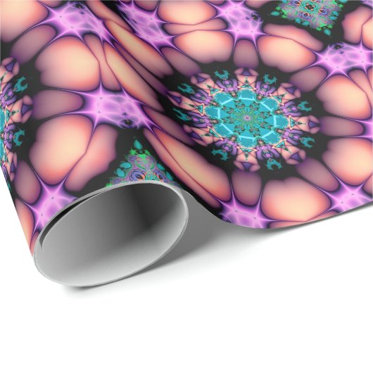 Fractal Mandala Floral Psychedelic Art Cadeaupapier (Rol Hoek)