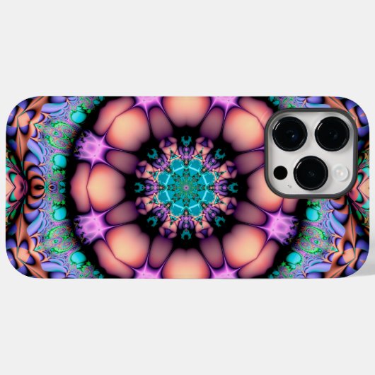 Fractal Mandala Floral Psychedelic Art Case-Mate iPhone Case (Achterkant (horizontaal))