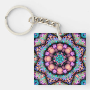 Fractal Mandala Floral Psychedelic Art Sleutelhang Sleutelhanger