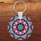 Fractal Mandala Floral Psychedelic Art Sleutelhanger (Voorkant)