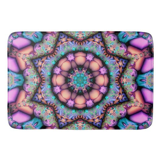 Fractal Mandala Floral Psychedelic Badmat (Voorkant)